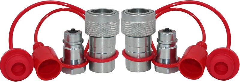 BLUEAGLE 1/2'' Ag Hydraulic Quick Connect Tractor Couplers with Dust Caps,Poppet Valve Pioneer Style ISO 5675 Hydraulic Quick Coupler - Image 1
